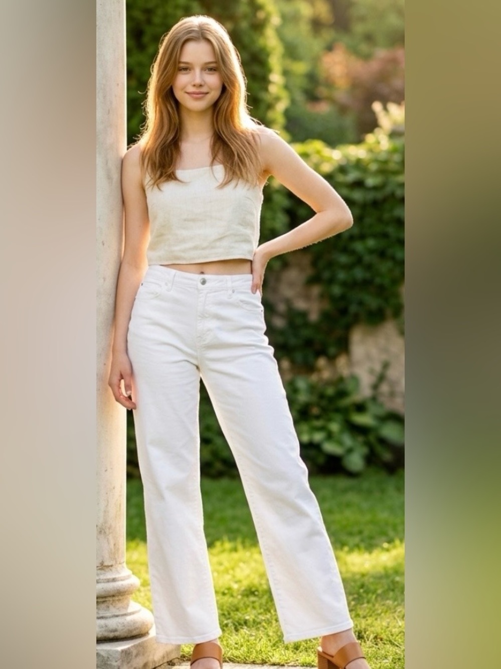 7 For All Mankind Women’s Crisp White Wide Leg Jeans